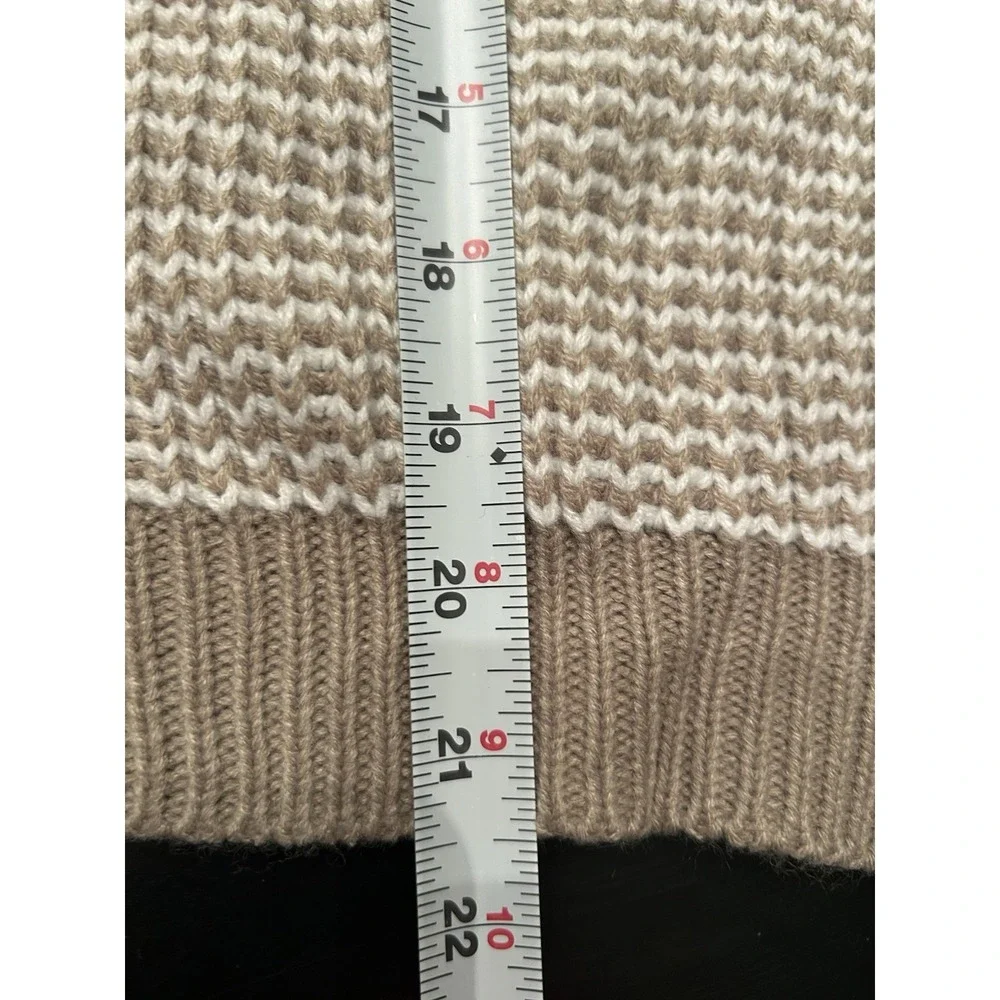 New Cardigan Sweater L Classy Taupe White Gold Time Buttons Large